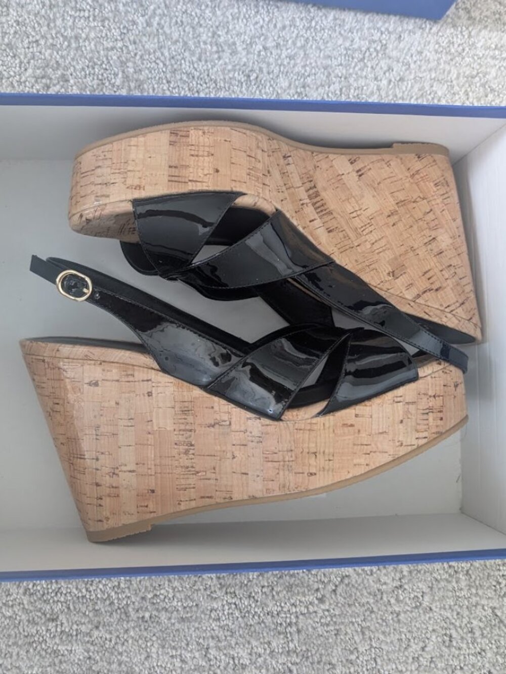 Stuart Weitzman Black Carmen Wedge 8.5B NIB